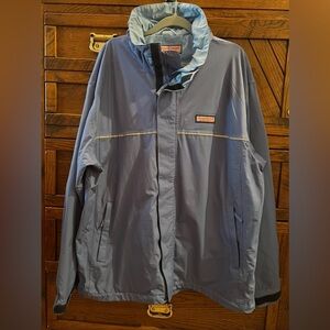Vineyard Vines Sky Blue Reflective Rain Hoodie Jacket size XL